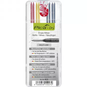 Pica DRY Refills Basis - Γραφίτης, κόκκινα και κίτρινα ανταλλακτικά (συσκευασία 10 τεμ.) για Pica-Dry Longlife μηχανικό μολύβι