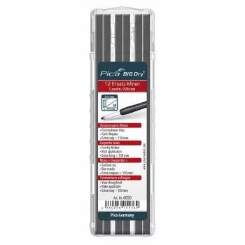 Pica BIG DRY Refills Carpenters 2H - 12 μύτες, μαύρο, ορθογώνιο προφίλ