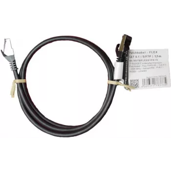 IT-BUDGET Full Copper Premium καλώδιο patch - Flex AWG 26 - Cat.8.1 - 2000 MHz - χωρίς αλογόνα - PoE+ - 40 GBit - μαύρο - 1,5 m
