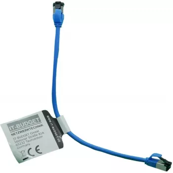 IT-BUDGET Full Copper Premium Patchkabel - Slim AWG 28 - Cat.8.1 - 2000 MHz - χωρίς αλογόνα - PoE+ - 40 GBit - μπλε - 0,25 m
