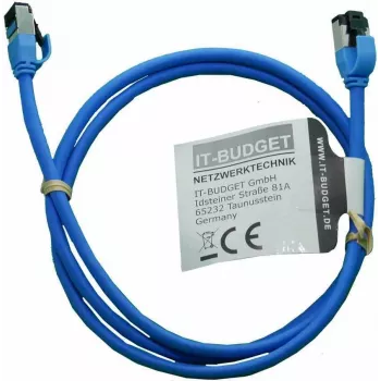 IT-BUDGET Full Copper Premium Καλώδιο Patch - Slim AWG 28 - Cat.8.1 - 2000 MHz - Χωρίς αλογόνα - PoE+ - 40 Gbit - Μπλε - 1 m