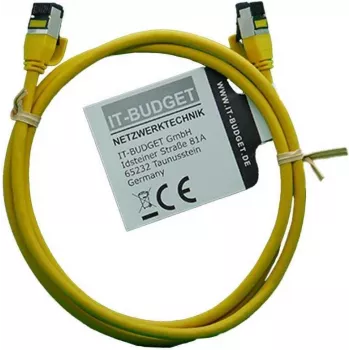 IT-BUDGET Full Copper Premium Καλώδιο Patch - Slim AWG 28 - Cat.8.1 - 2000 MHz - Χωρίς αλογόνα - PoE+ - 40 Gbit - Κίτρινο - 1 m