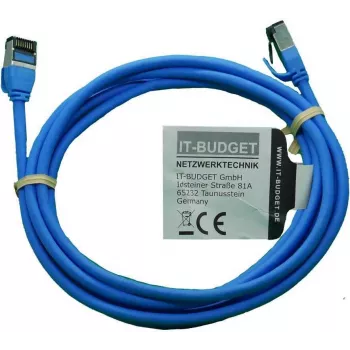 IT-BUDGET Full Copper Premium Καλώδιο Patch - Slim AWG 28 - Cat.8.1 - 2000 MHz - Χωρίς αλογόνα - PoE+ - 40 Gbit - Μπλε - 2 m