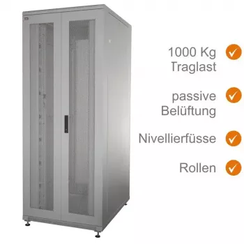 IT-BUDGET Netzwerkschrank SRK 19 ιντσών - 38HE - πλάτος 800mm x βάθος 800mm - διάτρητες διπλές πόρτες μπροστά και πίσω - κανάλια καλωδίων - Flatpack - ανοιχτό γκρι (90ITB19SRK3888DTGN)