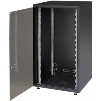 IT-BUDGET Netzwerkschrank SJB 19 ιντσών - 18U - 600x600 mm - πόρτα γυαλιού - πίσω τοίχωμα - μαύρο (W-SJB6060-18S-161)