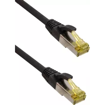 IT-BUDGET Full Copper Premium Καλώδιο Patch - Super Flex TPE - Cat.6A - με καλώδιο Cat.7 - 600 MHz - χωρίς αλογόνα - PoE+ - 10 GBit - Μαύρο - 0,15 m