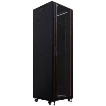 IT-BUDGET Ντουλάπα δικτύου 19 ιντσών SRK - 42U - 600x800 mm - Πόρτα γυαλιού/χαλύβδινου φύλλου - Flatpack - Μαύρο (90ITB19SRK4268GSN)