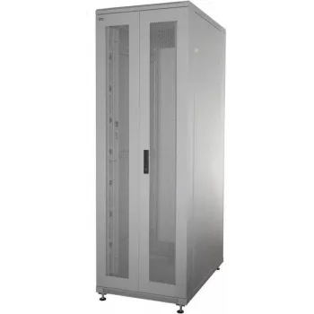 IT-BUDGET Ντουλάπα δικτύου 19 ιντσών SRK - 42U - 600x600 mm - Διάτρητες διπλές πόρτες μπροστά και πίσω - Flatpack - Ανοιχτό γκρι (RAL 7035) (90ITB19SRK4266DTGN)