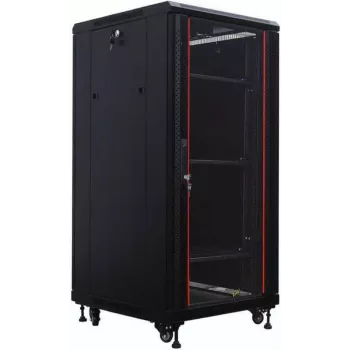 IT-BUDGET 19 ιντσών Netzwerkschrank SRK - 27U - 600x600 mm - πόρτα από σκληρυμένο γυαλί/ατσάλι - προσυναρμολογημένο - μαύρο (99ITB19SRK2766GSNM)