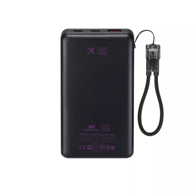 RIVACASE VA2311 Power Bank 10000 mAh 22,5W Μαύρο