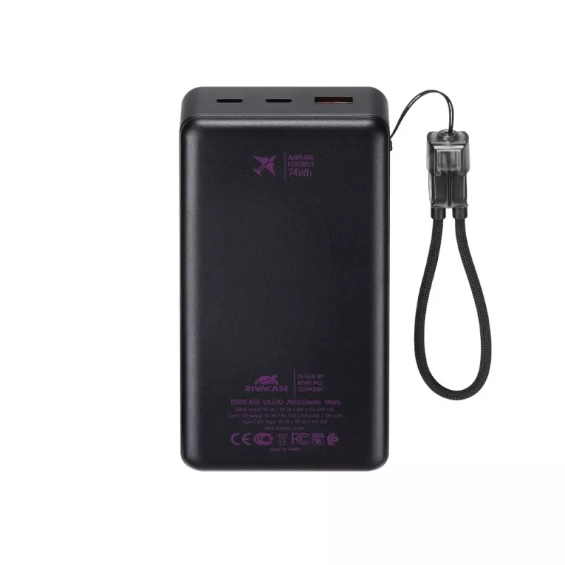Rivacase VA2312 Power Bank 20000 mAh 22,5W Μαύρο