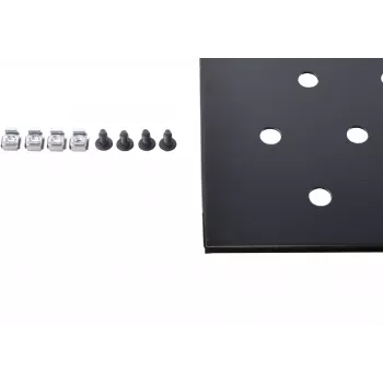 Rockstable 1U 19 ιντσών σταθερό ράφι rack - χάλυβας - μαύρο - αντοχή 20 kg - οβάλ διάτρητο (RS19-FH68)