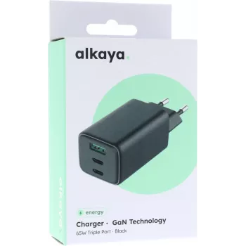 ALKAYA NEXUS GaN φορτιστής 65W μαύρο (CR-50004)