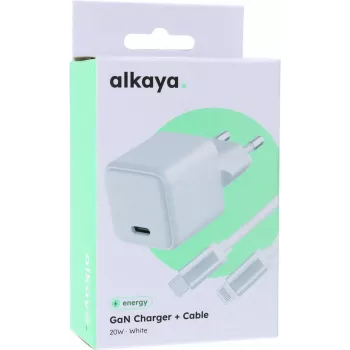 ALKAYA NEXUS Speed Flex Charger Set GaN Technology 20W Λευκό