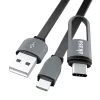 Akasa AK-CBUB35-10BK Καλώδιο USB 2.0 - USB A σε Micro-USB B με αντάπτορα USB-C - 1 m - Μαύρο
