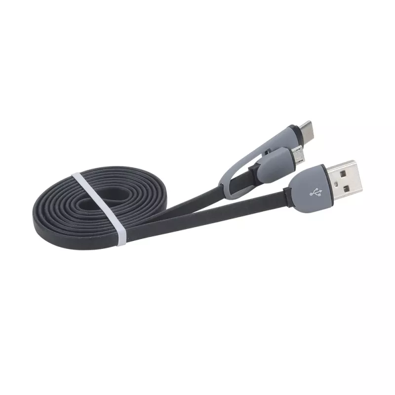 Akasa AK-CBUB35-10BK Καλώδιο USB 2.0 - USB A σε Micro-USB B με αντάπτορα USB-C - 1 m - Μαύρο