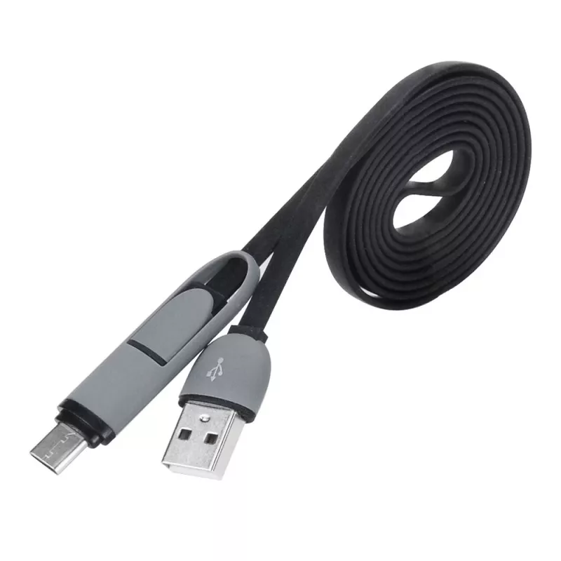 Akasa AK-CBUB35-10BK Καλώδιο USB 2.0 - USB A σε Micro-USB B με αντάπτορα USB-C - 1 m - Μαύρο