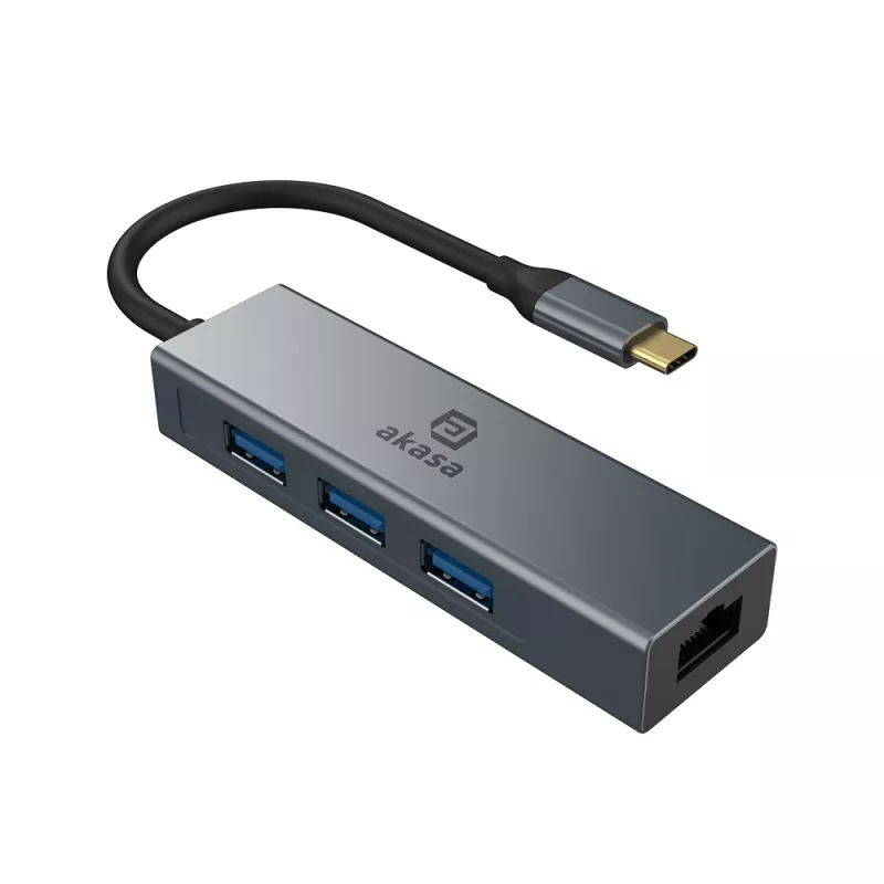 Akasa USB Type-C 4-In-1 Hub με Ethernet 1 x RJ45 3 USB-A USB 3.2 Gen 1