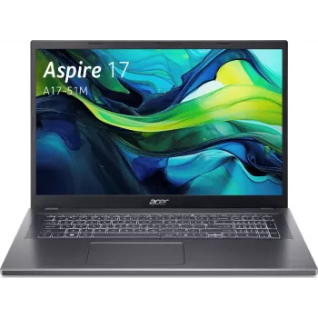 Acer Aspire 17 A17-51M Laptop - Intel Core 5 120U 1,4 GHz - 16 GB DDR5 RAM - 1.024 TB NVMe SSD - 17,3 inch Full HD LED - Windows 11 Pro - Intel Graphics - Wi-Fi 6E - Bluetooth 5.3 - ασημί/μαύρο