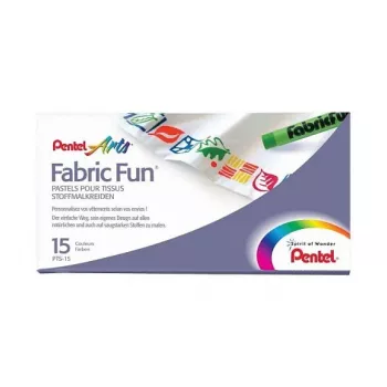 Pentel Fabric Fun Παστέλ Ξυλομπογιές Βαφής Υφασμάτων, 15 Ανάμεικτα Χρώματα, CF15PASTELLI X TESSUTI CONF.ASS