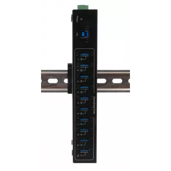 Exsys USB 3.2 Gen 1 10-Port Metal Hub με κιτ ράγας DIN, chipset VIA VL811+, 5 Gbps, τροφοδοτικό 5V/4A, καλώδιο 1,8m