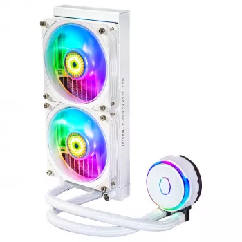 Cooler Master MasterLiquid PL240 FLUX Λευκή Υδρόψυξη CPU, Ψυγείο 240mm, 2x Ανεμιστήρες 120mm, ARGB, LGA1700/AM5