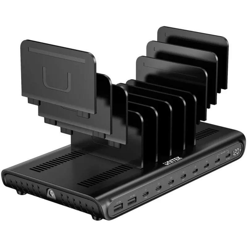 UNITEK Σταθμός φόρτισης 10 θυρών USB-A/USB-C Intelligent 120W PD 3.0 Μαύρο