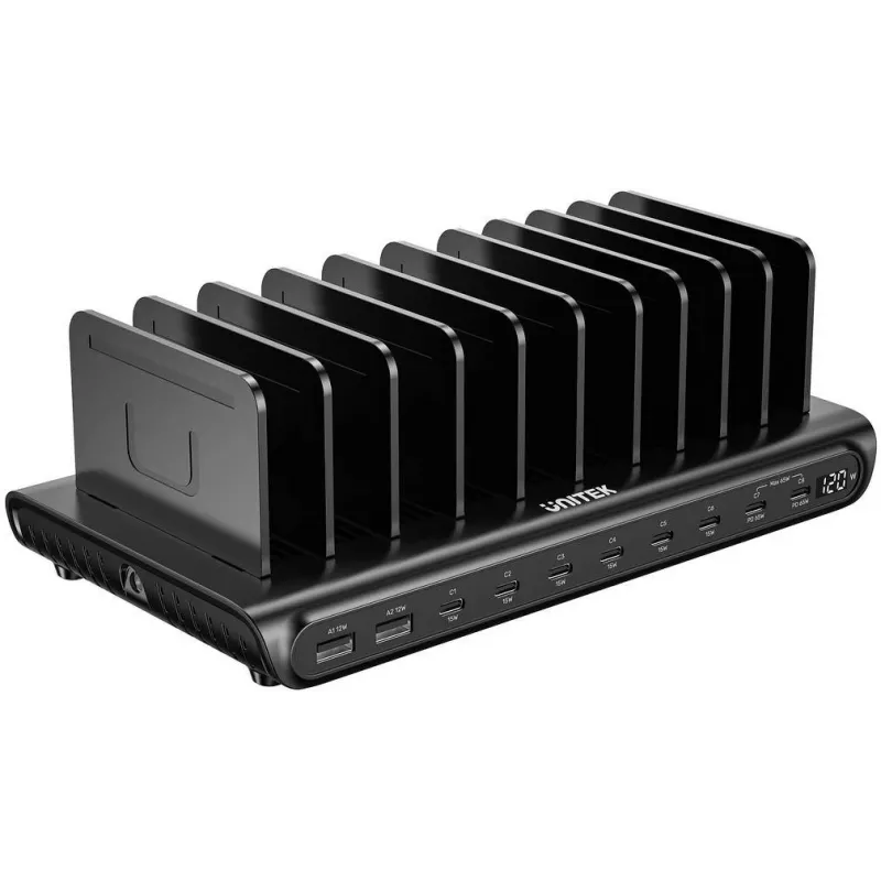 UNITEK Σταθμός φόρτισης 10 θυρών USB-A/USB-C Intelligent 120W PD 3.0 Μαύρο