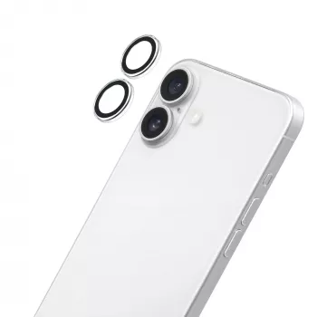 LAUT Ring Προστατευτικό φακού κάμερας για Apple iPhone 16 / 16 Plus - Premium σκληρυμένο γυαλί, σκληρότητα 9H, διάφανο με μαύρο δακτύλιο