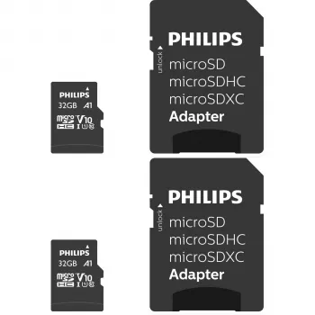 Philips MicroSDHC 2-Πακέτο 32GB Class 10 UHS-I U1 με Adapter