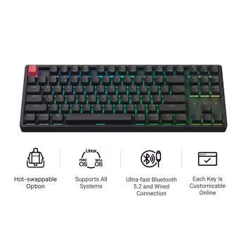 Keychron K8X-J3 80% TKL Brown Switch RGB Hot-Swap Μαύρο