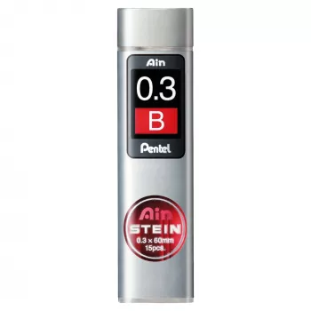 Pentel Ain Stein Μηχανικές Μίνες - B - Γκρι - 0,3 mm - 60 mm - 15 τεμ.