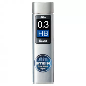 Pentel AinStein HB 0,3 mm Ανταλλακτικό Μίνες, Γκρι, 15 Μίνες
