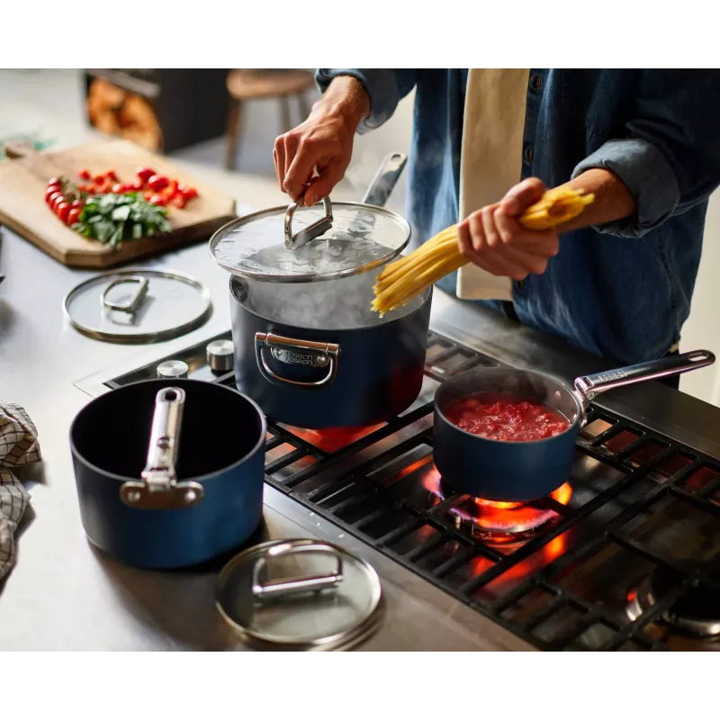 Joseph Joseph Space Fold Handle Ceramic Non-Stick σετ 3 τεμ. κατσαρολών Blue (16cm, 18cm, 20cm)