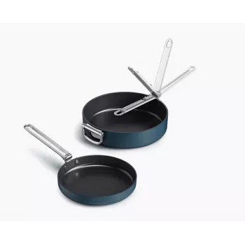 Joseph Joseph Space Fold Handle Ceramic Non-Stick σετ 2 τεμ. τηγανιών Blue
