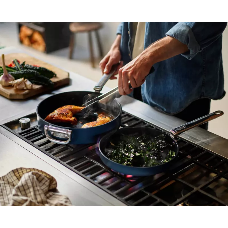 Joseph Joseph Space Fold Handle Ceramic Non-Stick σετ 2 τεμ. τηγανιών Blue