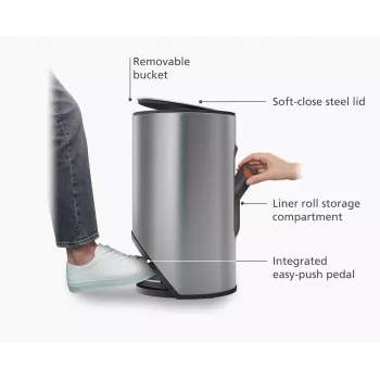 Joseph Joseph Arc 10L Easy-Push κάδος με πεντάλ από ανοξείδωτο χάλυβα