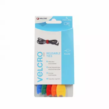 VELCRO VEL-EC60250 Ιμάντες καλωδίων Velcro - Μικτά χρώματα (Μπλε, Πράσινο, Πορτοκαλί, Κόκκινο, Κίτρινο) - 20 cm x 12 mm - Συσκευασία 5 τεμ.