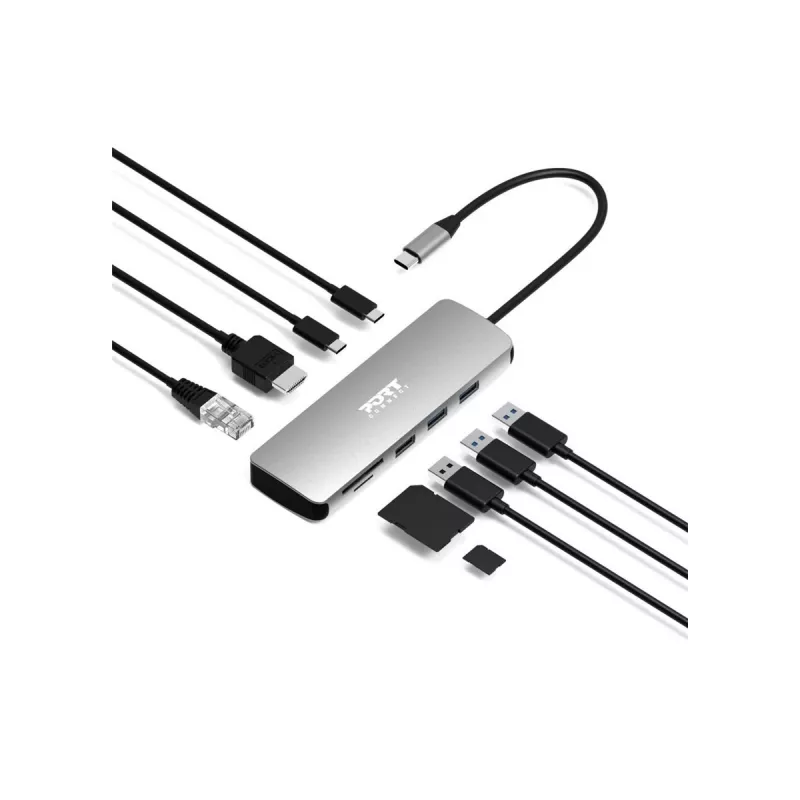 PORT Designs USB-C 9-in-1 Docking Station με 4K HDMI και 85W PD - Space Grey