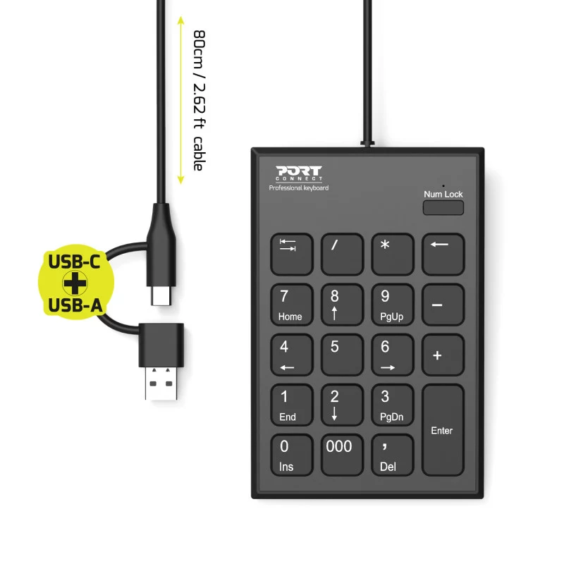 PORT Designs PORT Connect αριθμητικό πληκτρολόγιο USB-C μαύρο