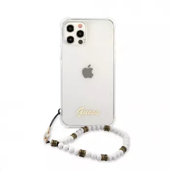 Guess Apple iPhone 12/12 Pro PC Script and White Pearls Case διαφανές
