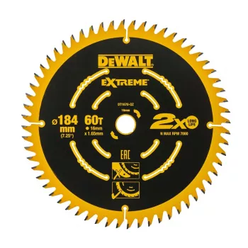 DEWALT DT1670 184mm 60T λεπίδα δισκοπρίονου για λεπτές κοπές