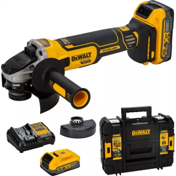 DEWALT DCG405S2T-QW 18V XR επαναφορτιζόμενος γωνιακός τροχός 125mm brushless με 2x5.0Ah μπαταρίες, φορτιστή και βαλίτσα TSTAK