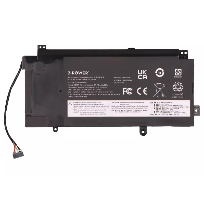 2-Power Main Battery Pack για Lenovo ThinkPad Yoga 15 20DQ 20DR - 61 Wh