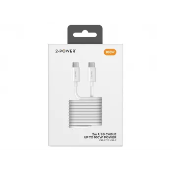 2-POWER 100W USB-C σε USB-C Καλώδιο 2m Μαύρο