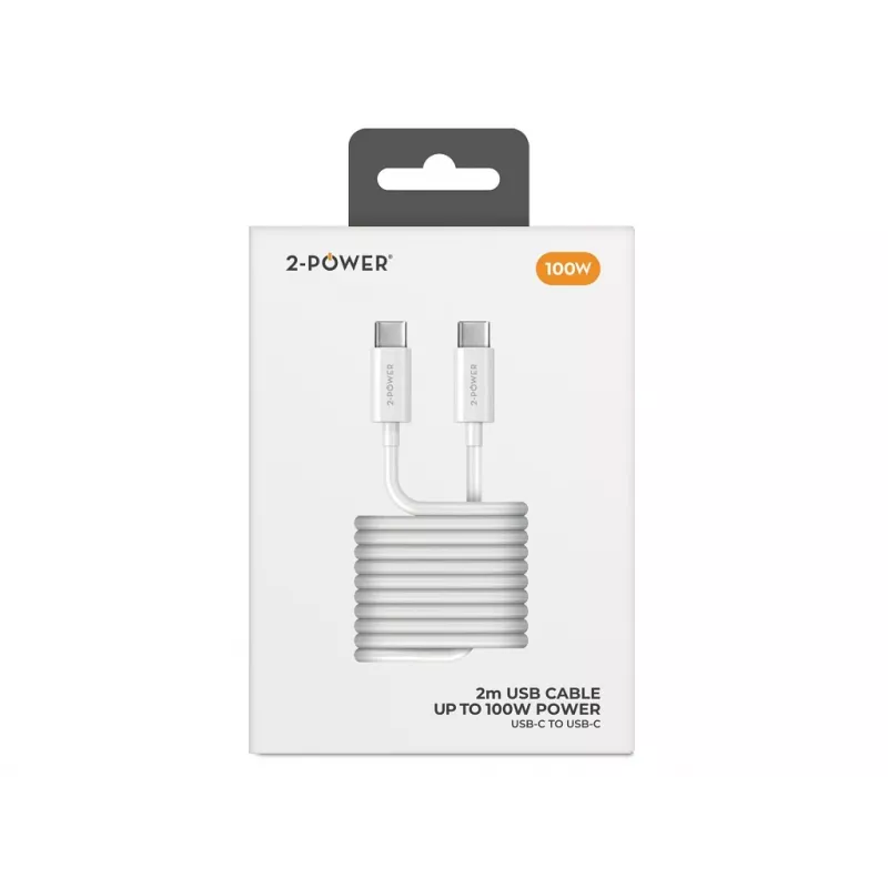 2-POWER 100W USB-C σε USB-C Καλώδιο 2m Μαύρο