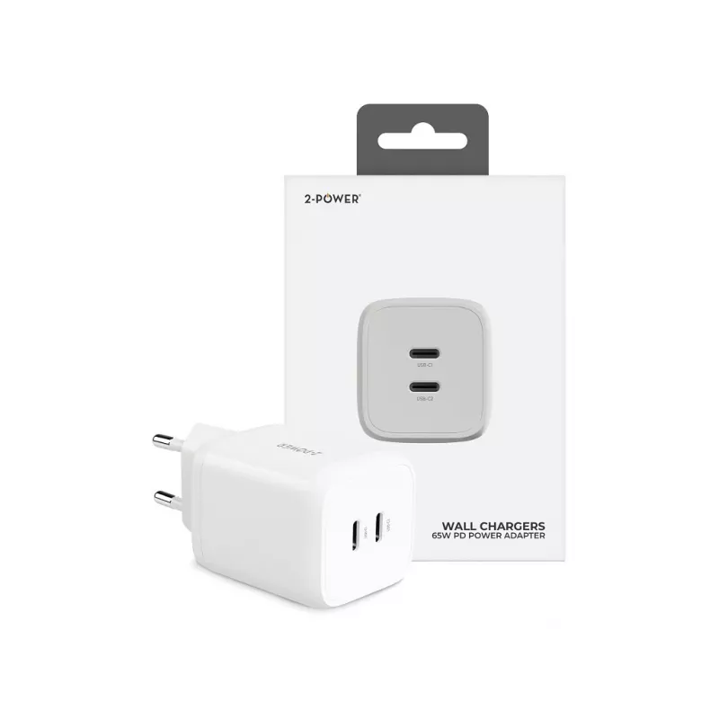 2-Power Φορτιστής Τοίχου 65W PD GaN 2 x USB-C