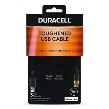 DURACELL 1m USB-A σε Lightning Καλώδιο Λευκό MFi Πιστοποιημένο