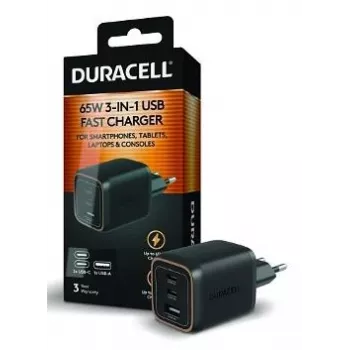Duracell Φορτιστής Τοίχου PD 65W GaN 2 x USB-C