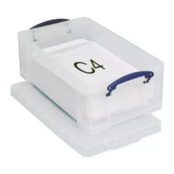 Really Useful Boxes 12C Κουτί Αποθήκευσης - 12 Λίτρα - Διαφανές - Ορθογώνιο - Πολυπροπυλένιο - Καπάκι με κλιπ